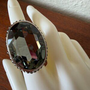 Akkad Black Diamond Crystal Bold Statement Ring